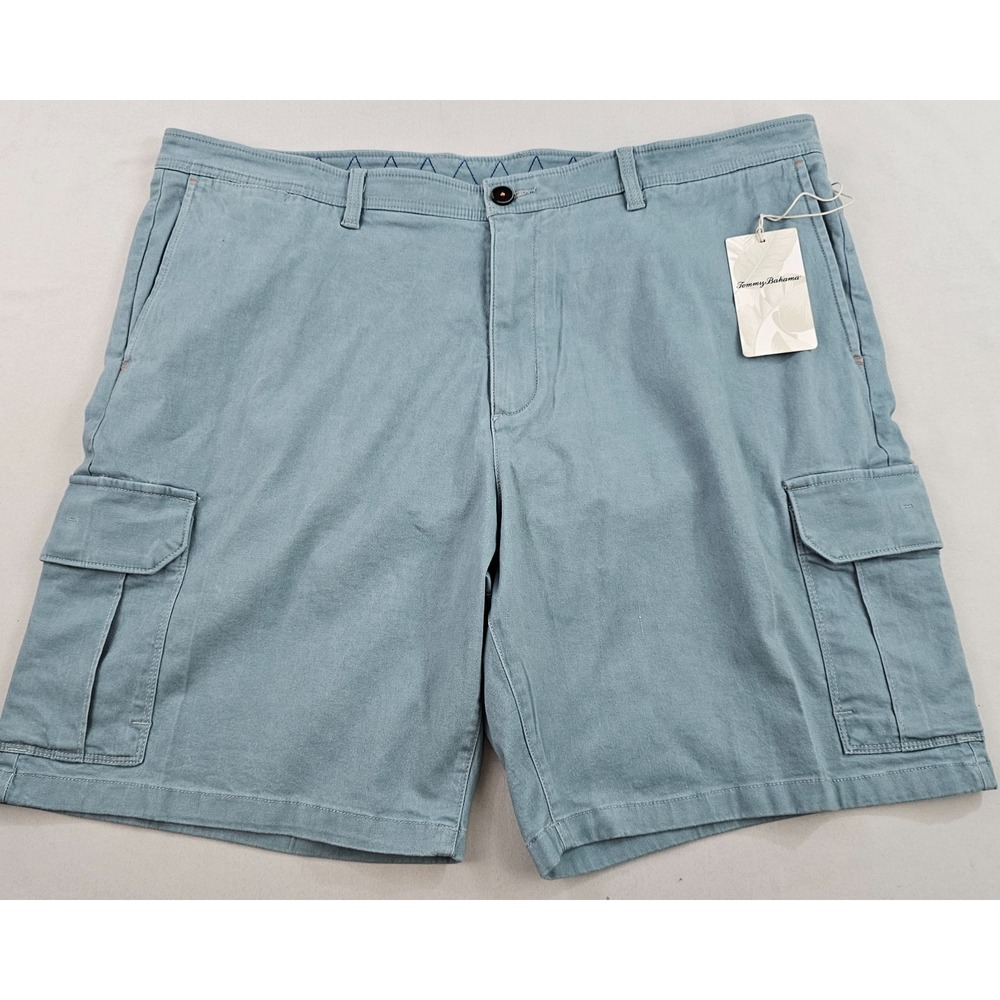 Tommy Bahama shorts mens W 42 pockets blue 9" stretch cabo coast cargo logo zip
